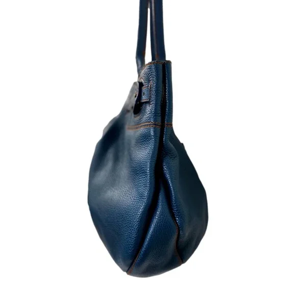 Tod’s Blue Pebbled Leather Belted Shoulder Bag EUC - Picture 5 of 16